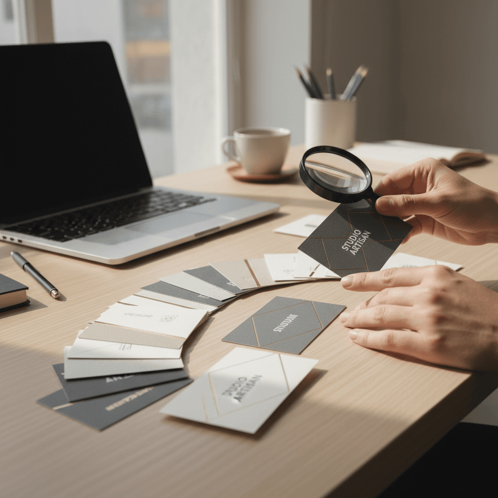 Premium business cards showcasing PrintHub quality