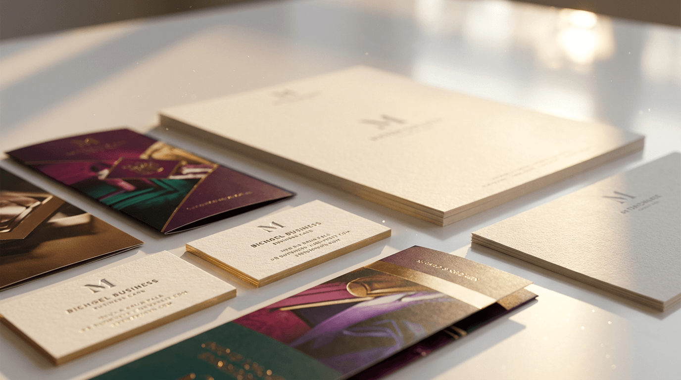 Event printed materials arranged on a bright surface
